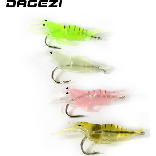 DAGEZI soft artificial shrimp baits with hook 40pcs/lot soft shrimp lure 4CM soft baits fishing lure japan prawn salmon lures
