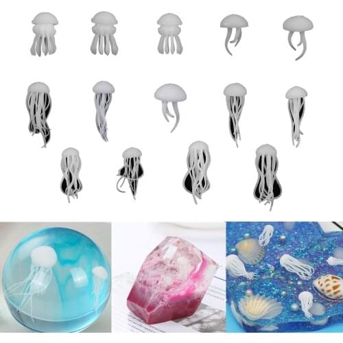 1-5Pcs 3D Mini Jellyfish Model Crystal Ocean Resin Modeling Filler For DIY Crafts Jewelry Fillings Decorations Materials