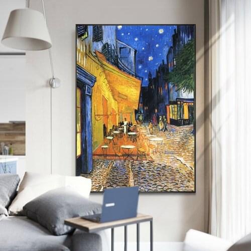 European-style hand-painted Oil Paintings Van Gogh Cafe Copy Entrance Hallway Vertical Version Of Decorative Painting Landscape
