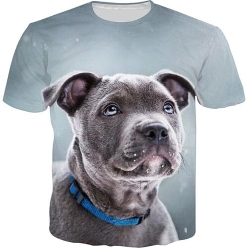 Summer Women Men Fashion 3D T-Shirt Boys Girls Pit Bull Terrier Dogs Animal Print Tshirt Kids Teen School Birthday Clothes Tops