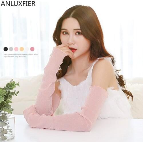 H10056 Women Sunscreen Arm Warmers Female Thin Long Mesh Yarn Sexy Driving Sunshade Breathable Sun Protection Arm Sleeve Wear
