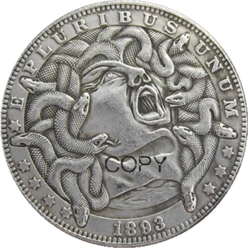 HB(105)Hobo USA Morgan Dollar 1893 skull zombie skeleton Silver Plated Copy Coins
