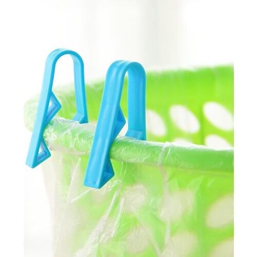 2pcs/pack Can Waste Bin Dustbin Clip Household Trash Can Junk Edge Bag Wastebaskets Food Storage Bag Clip Kitchen Accessories