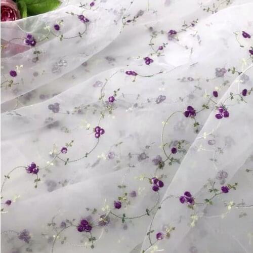 Beautiful 3yards 3D Floral Lace Organza Applique Embroidery Rose Gauze Fabric Wedding Dress Fabric Decoration Fabric