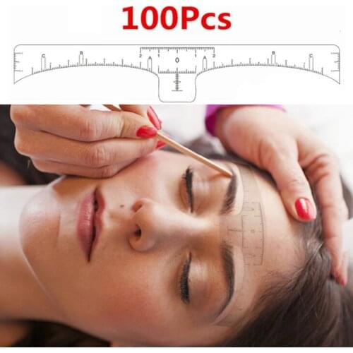 100 pieces Eyebrow Ruler Sticker Eyebrow Stencil Guide Measuring Tool Microblading Supplies