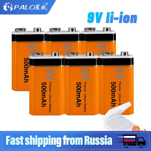 PALO 9V Li-ion Rechargeable Battery Micro 9 v lithium batteries For Multimeter Microphone Toy Remote Control KTV use
