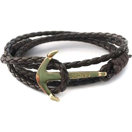 Man Anchor Bracelet PU Leather Bracelet For Men Women Fashion Wristband Charm Braclet Male Accessories Jewelry SL156