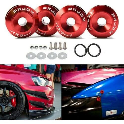 NEW-Universal Fit Finish Bumper Quick Release Front Rear Bumper Fastener for Car Bumper Trunk Fender Hatch Lid Red