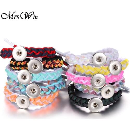New Snap Jewelry Bracelet Handmade Adjustable Braided Shoelace Snap Button Bracelet Fit 20mm 18mm Snap Buttons Jewelry