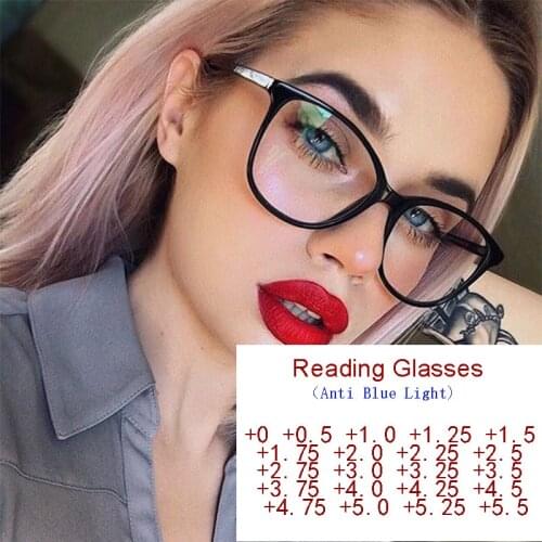 Vintage Anti Blue Light Reading Glasses Cat Eye Eyeglasses Women Magnifying Computer Glasses Transparent Gafas Oculos 0 to +600