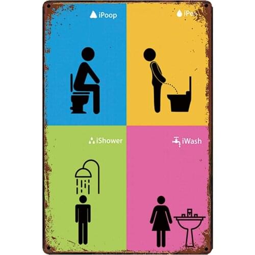Original Retro Design Tin Metal Signs Wall Art | Thick Tinplate Print Poster Wall Decoration for Bathroom