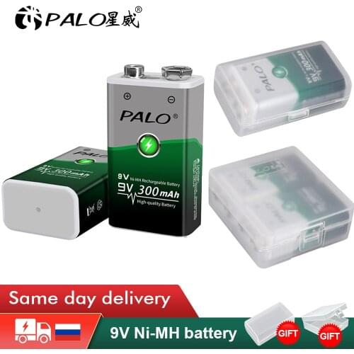 PALO 100% Original 9V300mAh NI-MH nimh Rechargeable battery 6F22 6LR61 9V Block Heavy Duty Cell Battery