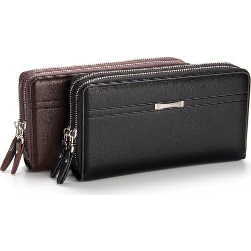 Casual Business Double Zipper Wallet Large-capacity Clutch Bag Business Credit Card Holder Mobile Phone Mony Bag