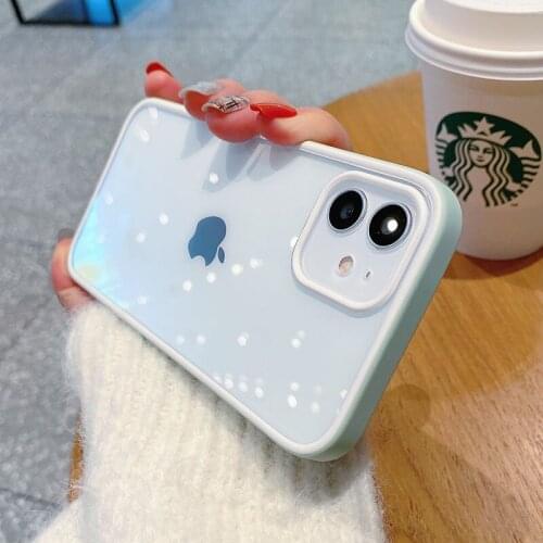 Luxury Blue and Green Anti-Drop Mobile Phone Case for IPhone 11 12 11 12 Pro Max 12 Mini Iphone Transparent Silicone Back Cover