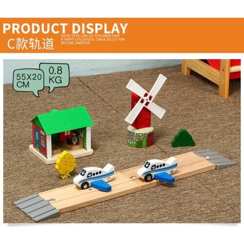 Aircraft windmill track set ticket office childrens educational track toy, compatible with wooden tracks and electric trains
