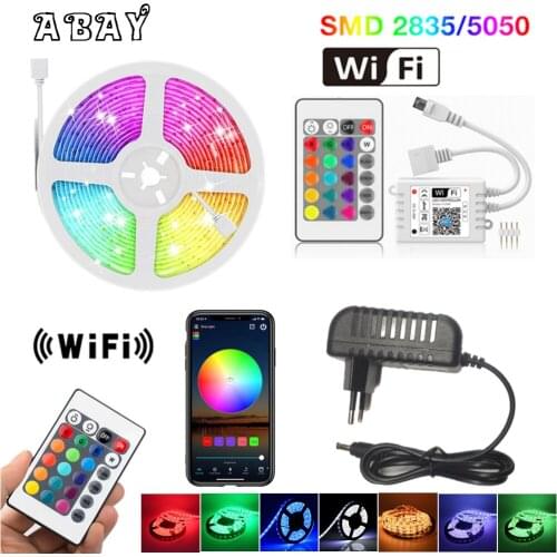 Wifi LED Strip Lights 20M RGB 5050 SMD 2835 Flexible Ribbon Waterproof Luces LED Light 5M 10M Strips Tape Diode DC 12V Control
