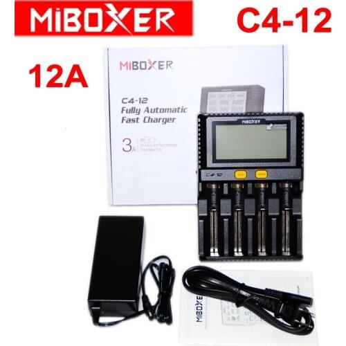 Miboxer C4-12 Smart Battery 18650 265650 Charger 4-Slot LCD Screen 3.0A/slot total 12A for Li-ion/IMR/INR/ICR/Ni PK VP4 PLUS