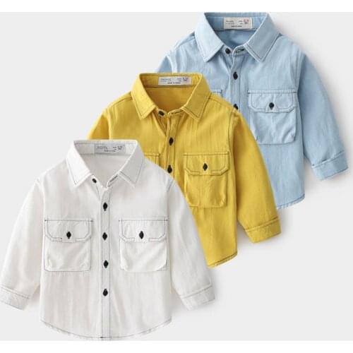 Toddler Party Wedding Clothes High Quality School Uniform Boys Shirts Long Sleeve Turn-down Collar Kids Baby Child Cotton Shirt