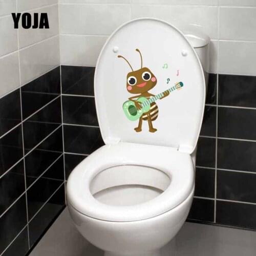YOJA 17.4X21.7CM Creative Toilet Decal Living Room Home Decor Wall Sticker Ants Playing Guitar T5-1403