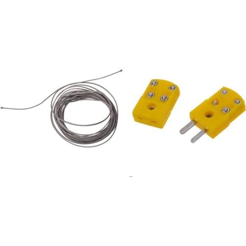 Yellow Plastic Shell K Type Thermocouple Plug Socket Connector Set With Metal K Type Thermocouple Extension Wire