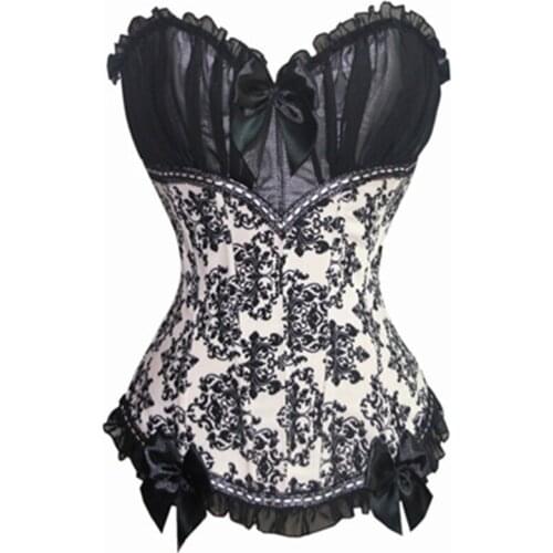 Waist Training Sexy Court Floral Corsets and Bustiers Thong Sexy Lingerie Hot for Women Cheap Plus Size S-XXL Corset Top