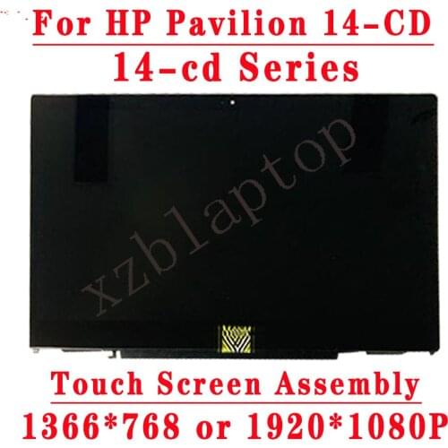 14.0" Laptop LCD Screen Touch Digitizer Assembly for HP Pavilion X360 14-CD 14-cd0001nx 14-CD 1366X768 or 1920x1080 Replacement