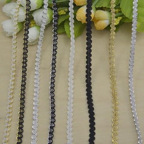 1M High Quality Small Gold Lace Fabric Applique 0.6cm Silver Lace Ribbon Trim Curtain Guipure Fabric Laces Sewing Trimmings H-03