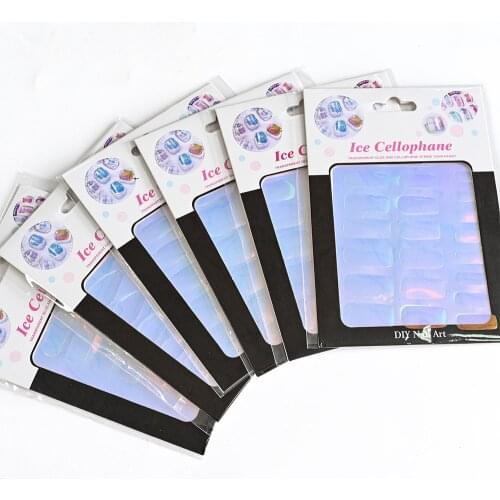1Pcs Ice Cube Aurora Foil Film Nail Art Sticker Laser Glass Paper Candy Wapper Decal DIY Manicure Slider Stickers