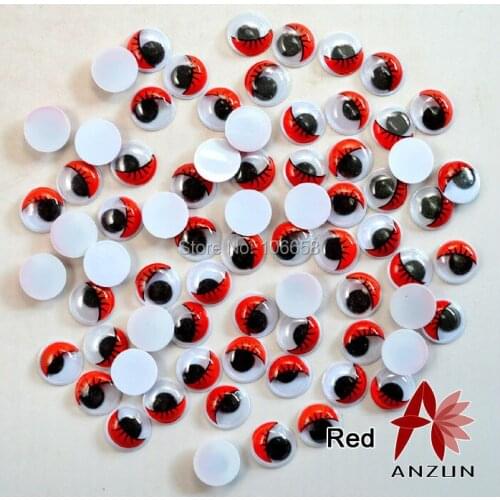 8/10/12/15mm 100pcs Movable Eyes Plastic Eyelash Eyes without Self-adhesive for doll accesscries Red