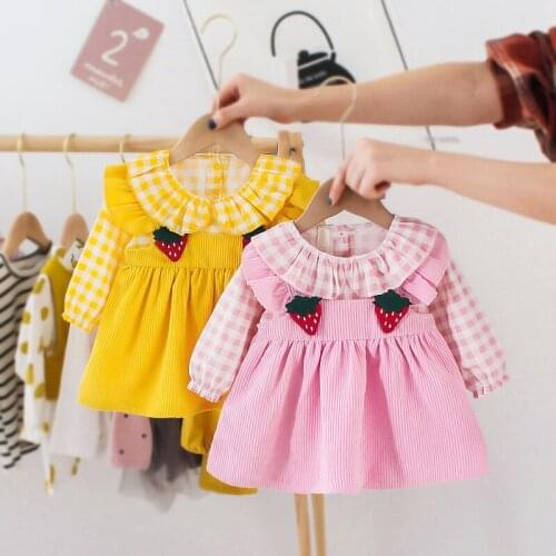 2021 Spring Newborn Baby Dress Plaid Long Sleeve Baby Girl Dress for Infant Princess Dresses 0-2Y Toddler Girl Clothes Vestidos
