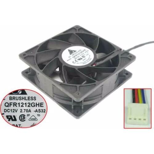 Delta Electronics QFR1212GHE -AS32 Server Cooling Fan DC 12V 2.70A 120x120x38mm 4-wire