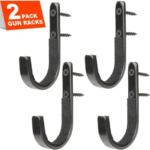 4 Pack Gun Rack Shotgun Hooks Rifle Hangers Archery Bow Felt Lined Wall Mount Storage