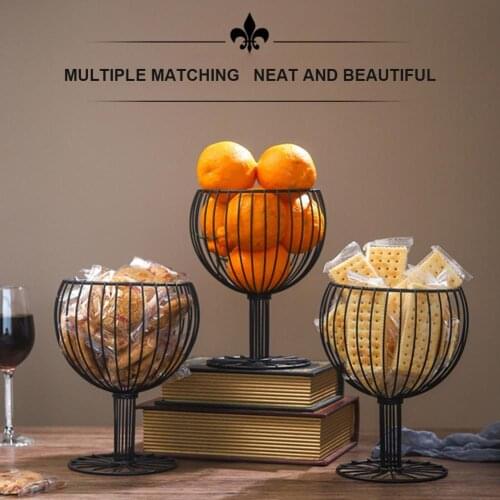 60% Hot Sales!! Metal Glass Shape Desktop Fruit Holder Organizer Snacks Storage Tray Bowl Basket