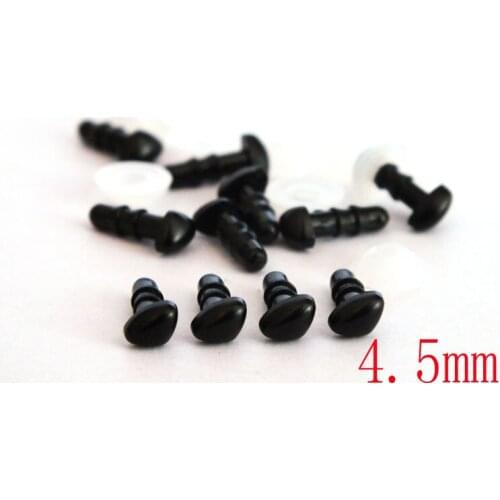 60pcs 4.5mm black Triangle Safety nose Toy nose Doll Parts Animal nose For Animal Puppet Crafts Teddy Bear Dolls Accessories