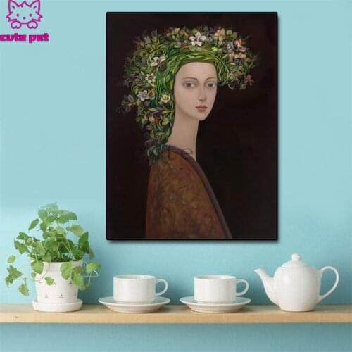 5d diamond painting Nordic Modern Plant Floral Woman diy full square drill diamond embroidery round diamond mosaic view DIY
