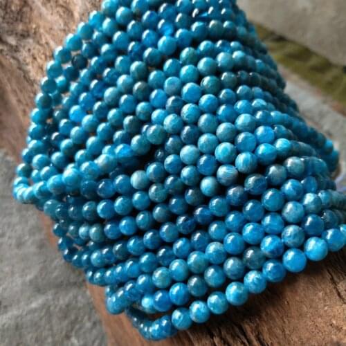LOOSE BEADS blue Apatite round 4/5/6/8mm wholesale for DIY jewelry necklace 36cm
