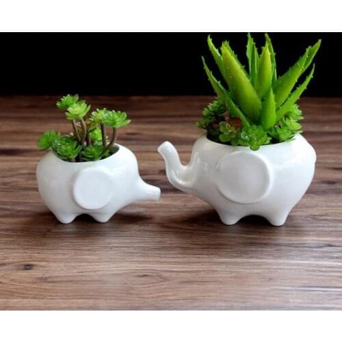 Flower Pot White Elephant Ceramic Flowerpot Home Gardening Decoration Simple Vase Gifts