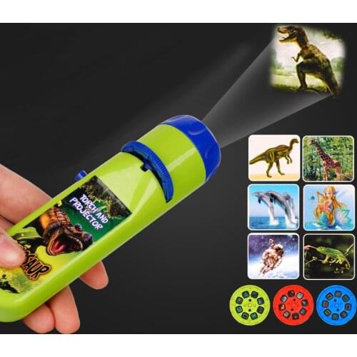 Children Projector Light Flashlight Cartoon Animal Dinosaur Sleeping Story Night Picture Light Learning Funny Toy