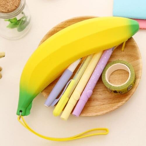 DL GJ01 Cute Kawaii silica gel silicone candy jelly and PURSE Coin Banana Pencil Case for Kids Korean Stationery