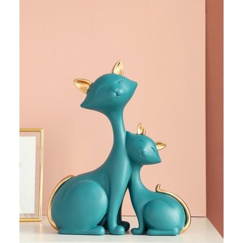 House Design Sculpture Cat Animation Decoration Sculpture Modern Art Table Decoration Accessories Lucky Cat Living Room