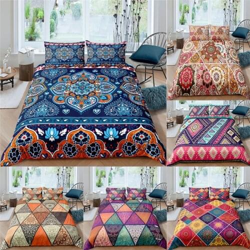 Home Textile Luxury 3D Bohemian Mandala Print 2/3Pcs Comfortable Duvet Cover Pillowcase Bedding Sets Single Queen and King Size