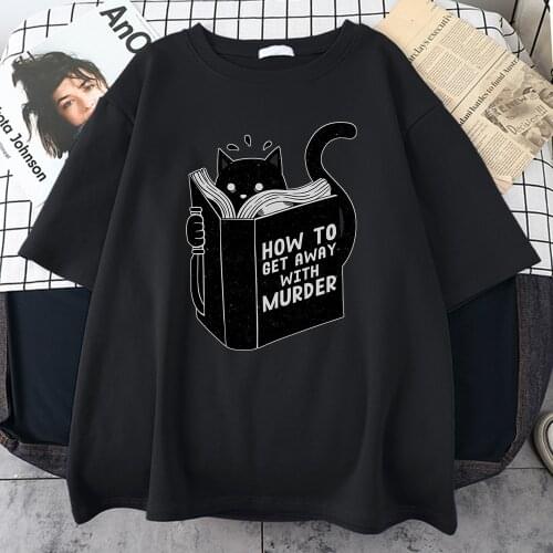 Cats Get Away With Murder Man T Shirts Personality Funny Print Clothing Summer New Men T Shirts Hip Hop S-XXXL T-Shirt For Mens