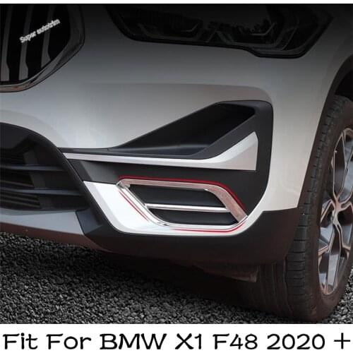 Lapetus Chrome Front Bumper Fog Lights Trim Foglamp Cover Reflective Sticker 2PCS Fit For BMW X1 F48 2020 2021 ABS Accessories