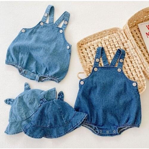 Spring Kids Baby Boy Girl Sleeveless Cowboy Braces Rompers Autumn Newborn Infant Baby Boy Girl Rompers Boy Girl Clothes Rompers