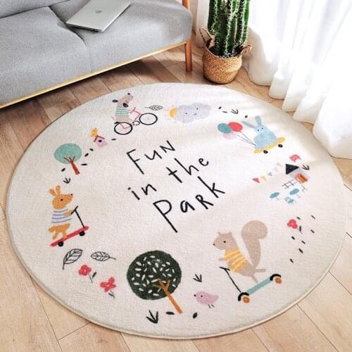 Nordic Creative Style Round Fleece Carpet Cartoon Living Room Bedroom Tea Table Throw Blanket Home Bedside Round Floor Mat