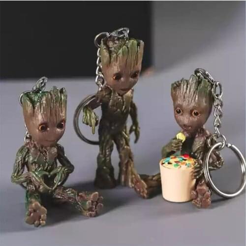 Mini Home Decoration Crafts Baby Groot Keychain Women Bag Decoration Accessories Hnaging Pendants Key Chain Birthday Gifts
