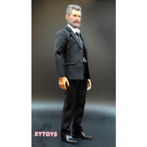 Mnotht 1/6 Scale Male Soldier Black Suit Jacket With Belt Leather Shoes White Shirt for 12in Phicen Hottoy Action Figure Hobbies