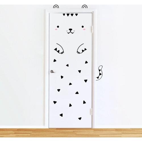 Cartoon Door Decal Tofu the Tiger Wall Sticker , Cute Bear Wall Decal Vinyl Sticker For Kids Bedroom Door Decor