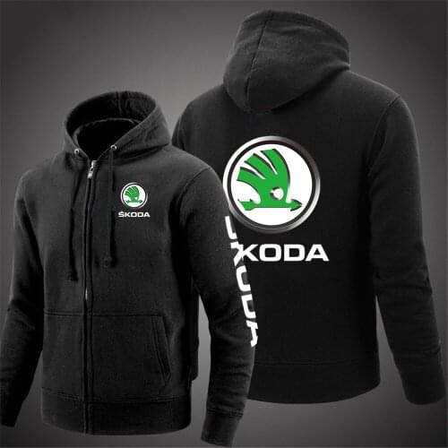 2021 Mens Skoda Logo Spring and Autumn Printed Leisure Hoodies Comfortable Pullover Fleece Cotton Sweatshirts Casual Hooded Coat