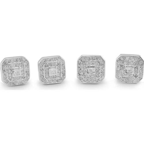 Rhodium-plated transparent AAA zircon dress suit buttons mens 4 pieces small buttons + Free Shipping !!! cuff metal links